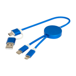 Aluminium and recycled plastic 5-in-1 fast charging cable royal blue colour