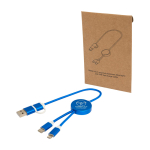 Aluminium and recycled plastic 5-in-1 fast charging cable royal blue colour
