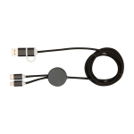 Recycled plastic and aluminium charging cable with 5-in-1 sync black colour