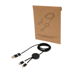 Recycled plastic and aluminium charging cable with 5-in-1 sync black colour