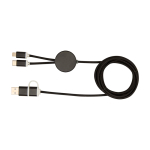 Recycled plastic and aluminium charging cable with 5-in-1 sync black colour