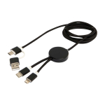 Recycled plastic and aluminium charging cable with 5-in-1 sync black colour