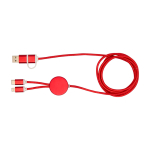Recycled plastic and aluminium charging cable with 5-in-1 sync red colour