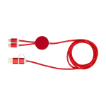 Recycled plastic and aluminium charging cable with 5-in-1 sync red colour