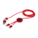 Recycled plastic and aluminium charging cable with 5-in-1 sync red colour