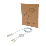 Recycled plastic and aluminium charging cable with 5-in-1 sync silver colour