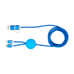 Recycled plastic and aluminium charging cable with 5-in-1 sync royal blue colour