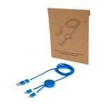 Recycled plastic and aluminium charging cable with 5-in-1 sync royal blue colour