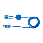 Recycled plastic and aluminium charging cable with 5-in-1 sync royal blue colour
