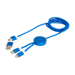 Recycled plastic and aluminium charging cable with 5-in-1 sync royal blue colour