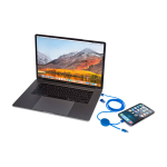 Recycled plastic and aluminium charging cable with 5-in-1 sync royal blue colour