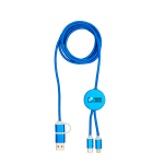 Recycled plastic and aluminium charging cable with 5-in-1 sync