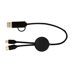 Fast charging cable with recycled plastic and 5-in-1 sync black colour