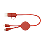 Fast charging cable with recycled plastic and 5-in-1 sync salmon colour second front view