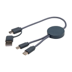 Fast charging cable with recycled plastic and 5-in-1 sync