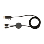 Recycled plastic data sync cable, 27W, 5-in-1 black colour