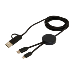 Recycled plastic data sync cable, 27W, 5-in-1 black colour