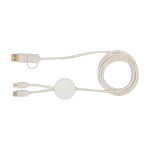Recycled plastic data sync cable, 27W, 5-in-1 white colour