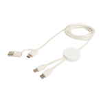 Recycled plastic data sync cable, 27W, 5-in-1 white colour