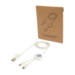 Recycled plastic data sync cable, 27W, 5-in-1 white colour
