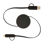Recycled plastic fast charging and data sync cable, 5-in-1 black colour