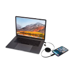 Recycled plastic fast charging and data sync cable, 5-in-1 black colour