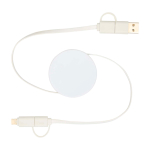 Recycled plastic fast charging and data sync cable, 5-in-1 white colour
