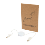 Recycled plastic fast charging and data sync cable, 5-in-1 white colour