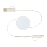 Recycled plastic fast charging and data sync cable, 5-in-1 white colour
