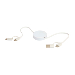 Recycled plastic fast charging and data sync cable, 5-in-1 white colour