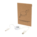 Recycled plastic fast charging and data sync cable, 5-in-1 white colour
