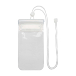 Medium waterproof plastic phone pouch with cord white colour