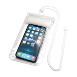 Medium waterproof plastic phone pouch with cord white colour