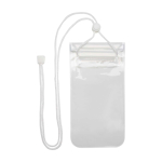 Medium waterproof plastic phone pouch with cord white colour
