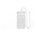 Medium waterproof plastic phone pouch with cord white colour