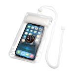 Medium waterproof plastic phone pouch with cord white colour
