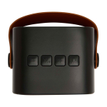 Wireless speaker in recycled plastic with leather strap, 3W black colour