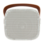 Wireless speaker in recycled plastic with leather strap, 3W white colour