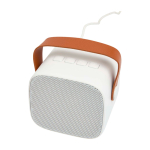 Wireless speaker in recycled plastic with leather strap, 3W white colour