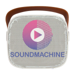 Wireless speaker in recycled plastic with leather strap, 3W white colour