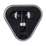 Simple earphones with audio jack and triangular case black colour