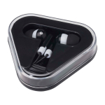 Simple earphones with audio jack and triangular case black colour