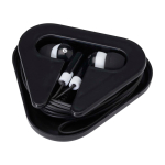 Simple earphones with audio jack and triangular case black colour