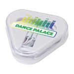 Simple earphones with audio jack and triangular case white colour