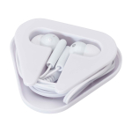 Simple earphones with audio jack and triangular case white colour