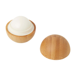 Vanilla-scented lip balm with bamboo case, SPF 15 wood colour