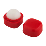 Vanilla lip balm with square plastic case, SPF 15 red colour