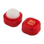 Vanilla lip balm with square plastic case, SPF 15 red colour