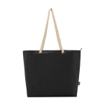 Recycled polyester beach bag with cord handles, 23L black colour