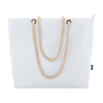 Recycled polyester beach bag with cord handles, 23L white colour